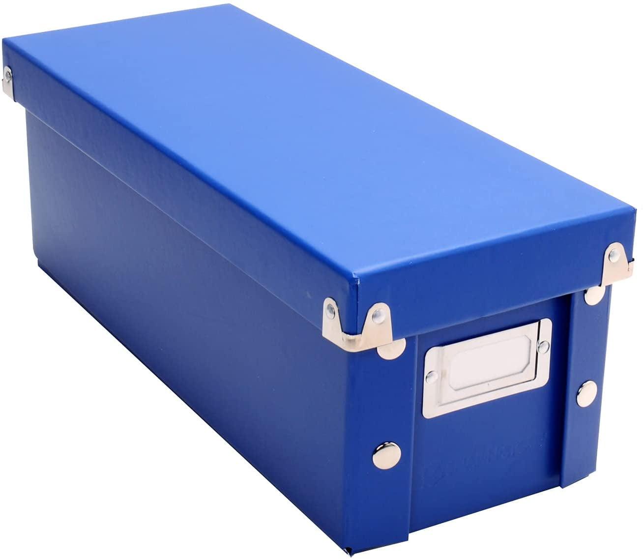 Blue Foldable Paper Storage Box with Lift-Off Lid