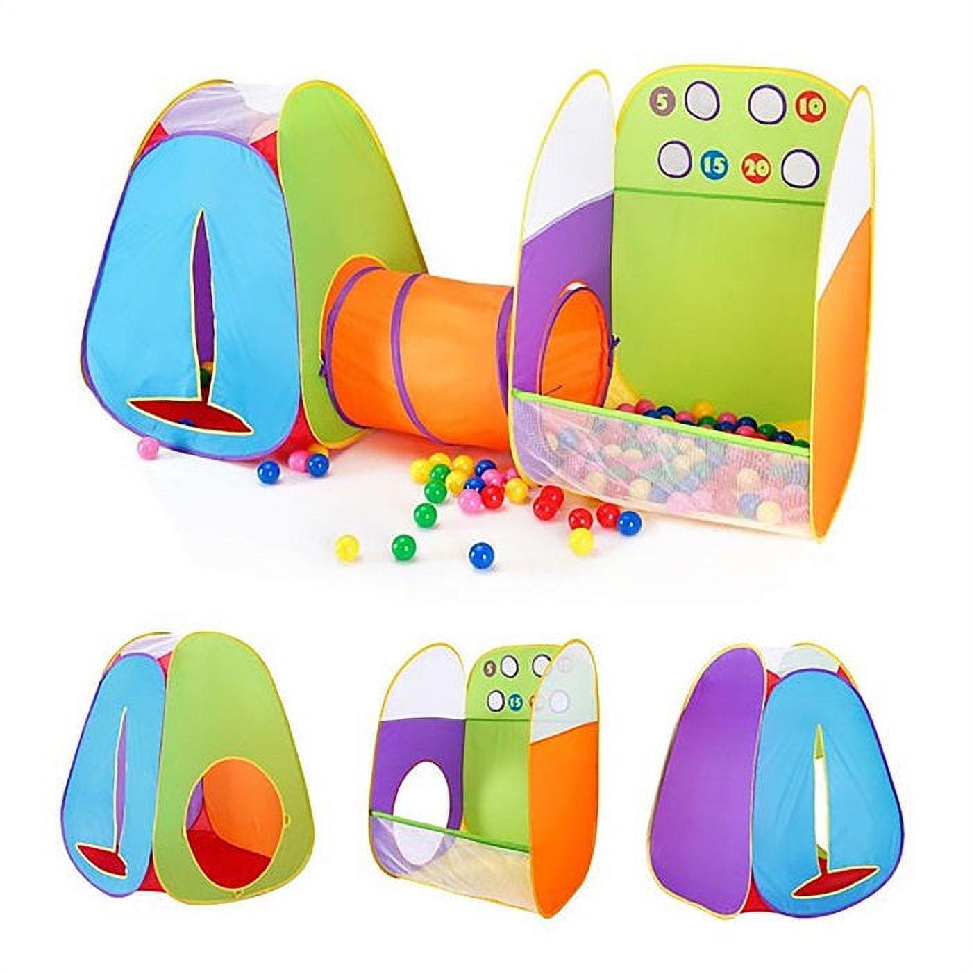 Colorful 3-in-1 Kids Play Tent with Tunnel and Ball Pit