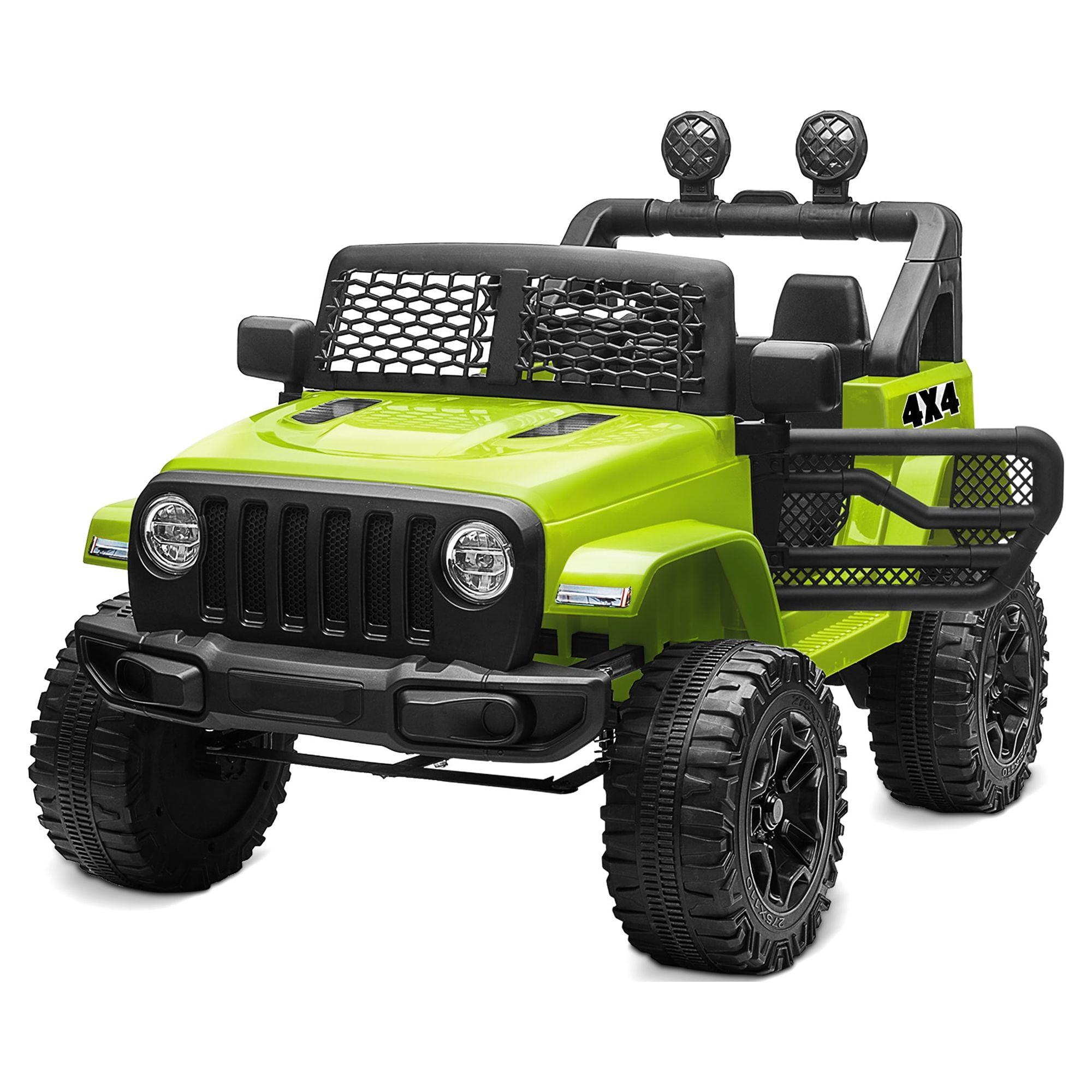 Kid's Green 12V Electric Ride-On SUV with LED Lights and Bluetooth