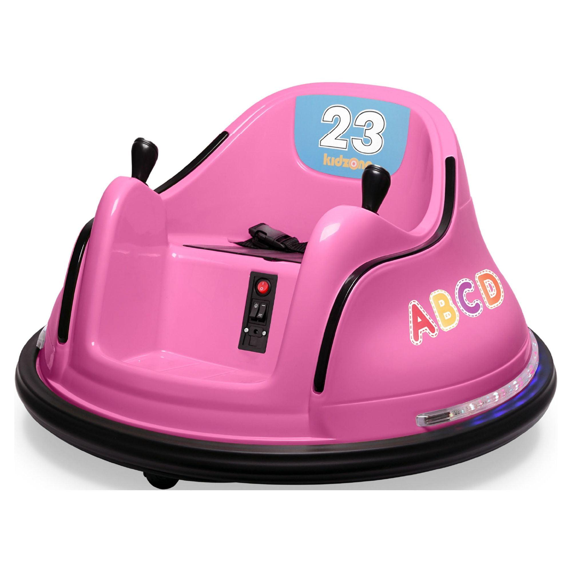 Kidzone Pink 12V Electric Ride-On Bumper Car with LED Lights