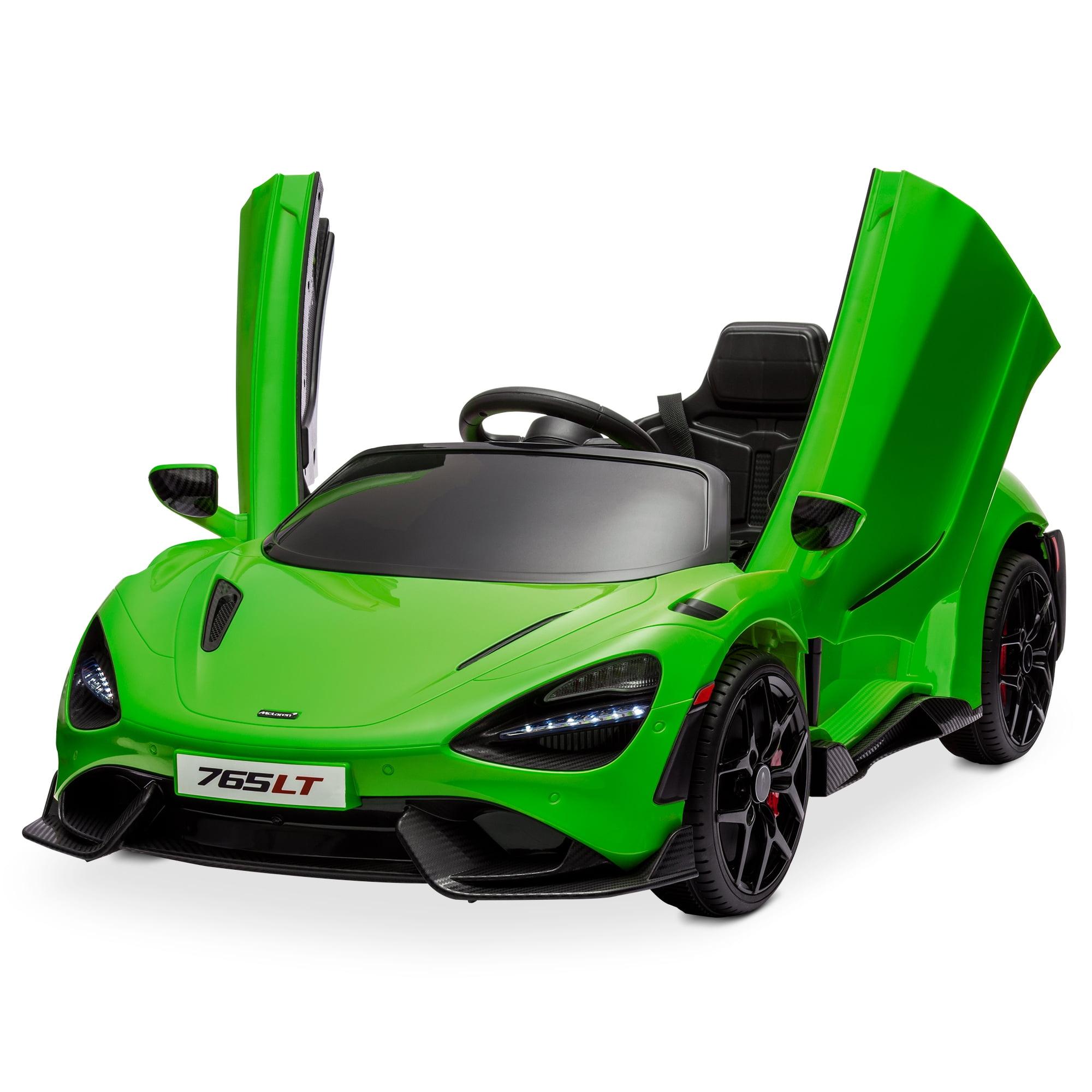 Kidzone 12V Licensed McLaren 765LT Kids Ride On Sports Car Electric Vehicle Vehicles with 2 Speeds, Parent Control, Smooth Start, Suspension, Hydraulic Doors & Hidden Training Wheels - Green