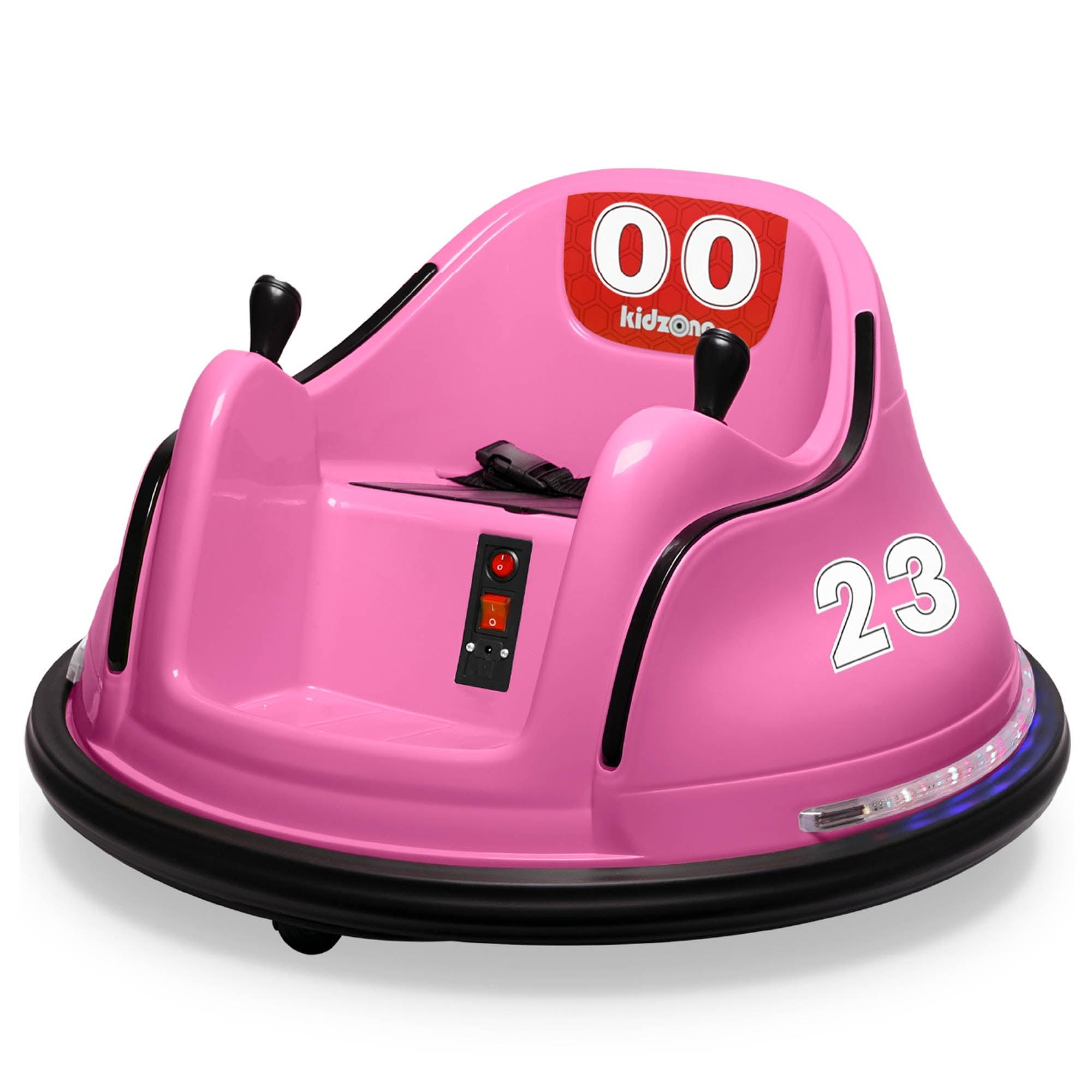 Pink 6V Electric Ride-On Bumper Car with LED Lights