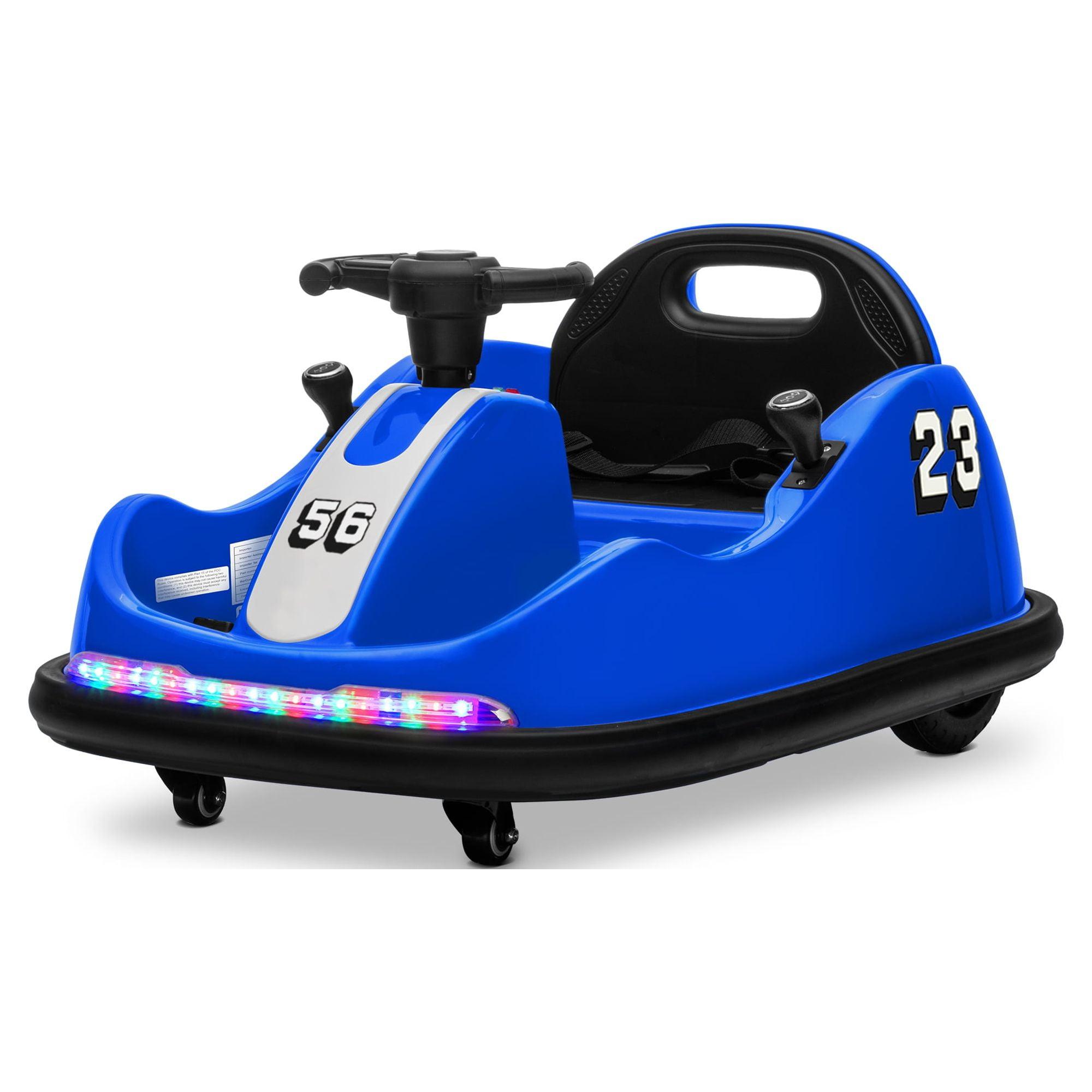 Blue 12V Electric Ride-On Bumper Car with LED Lights