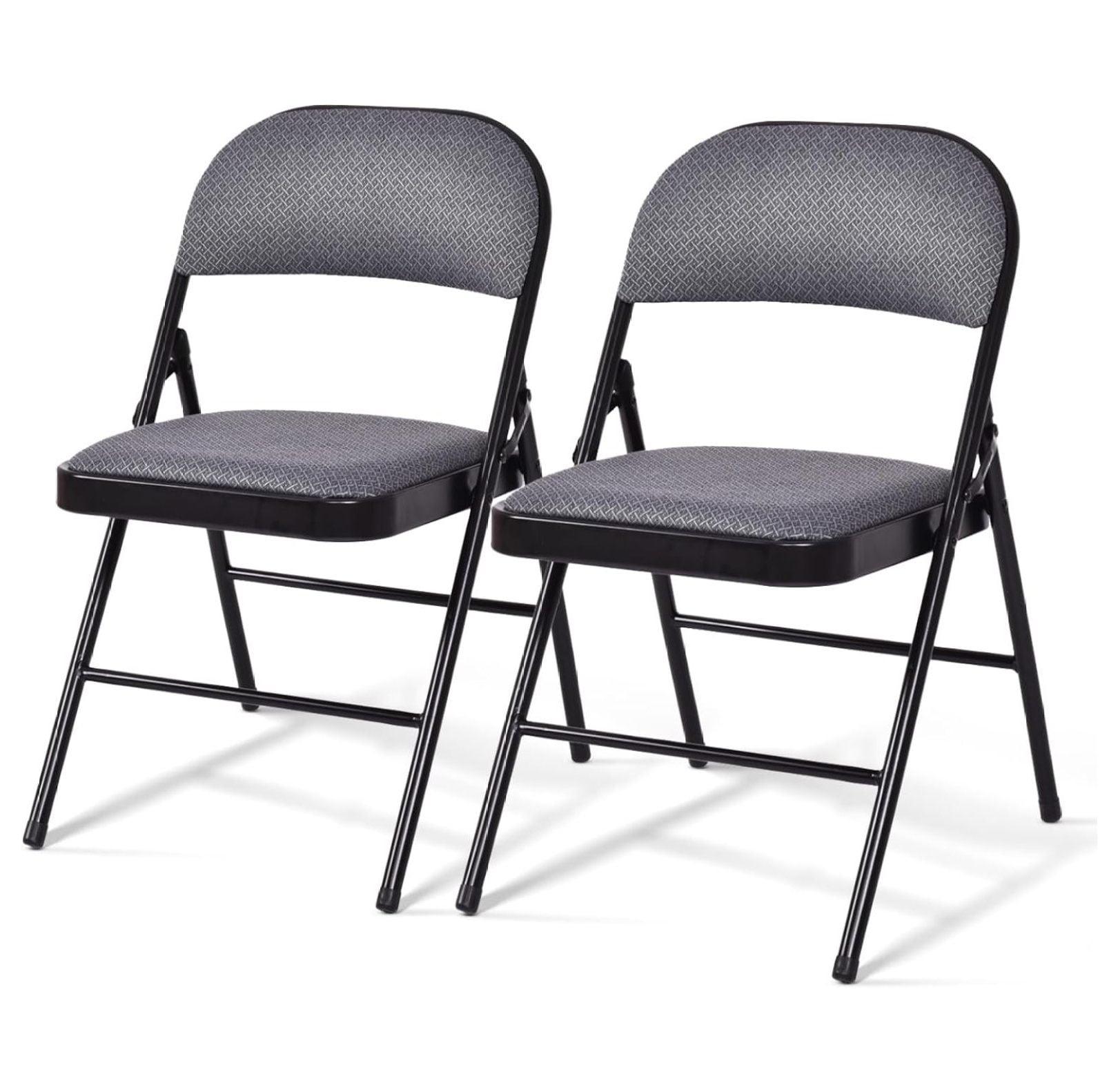 Black Ergonomic Fabric Armless Folding Chairs with Metal Frame