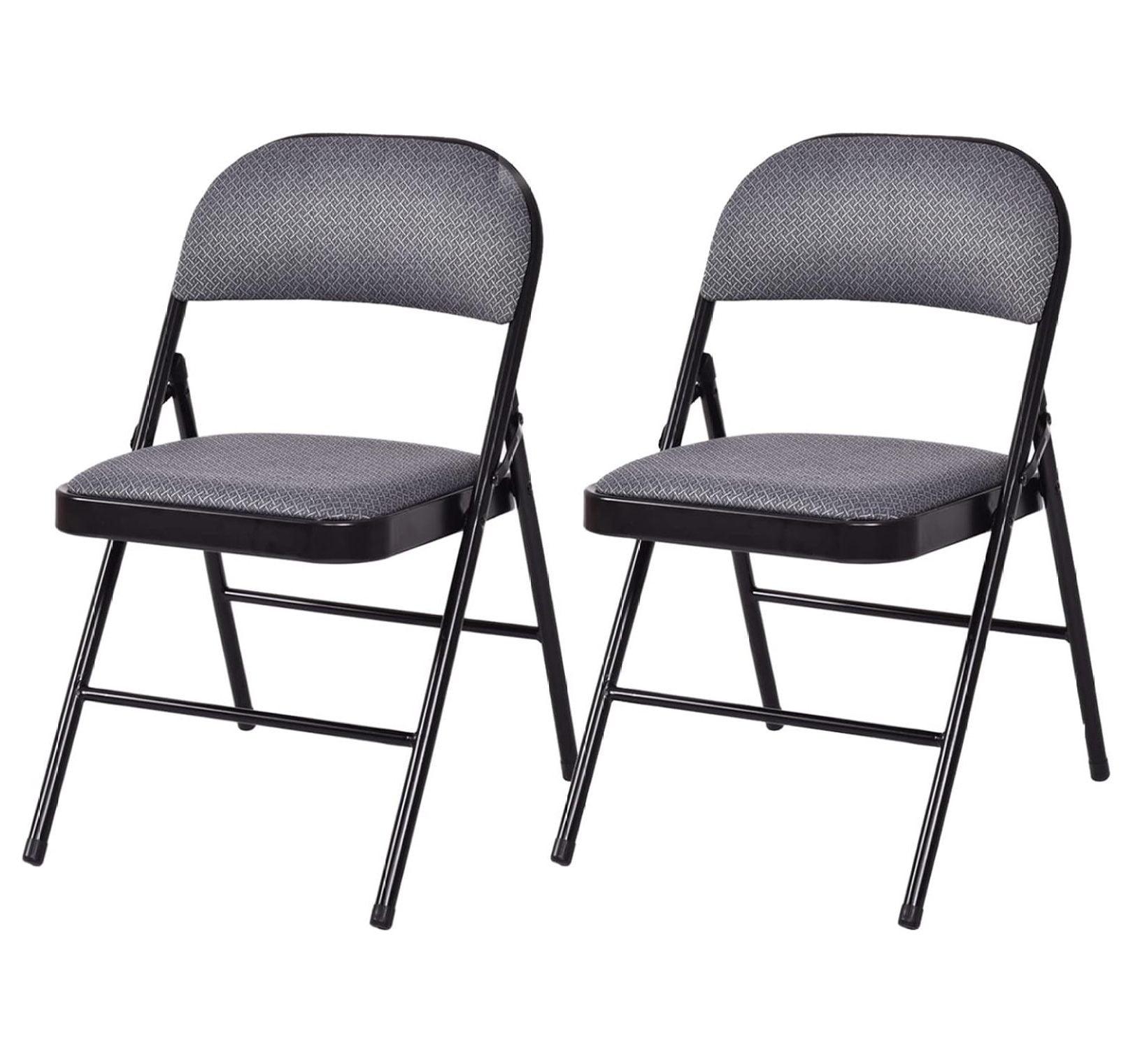 Canddidliike 2 PCS Folding Chair Set with Upholstered Seat and Fabric Covered Backrest