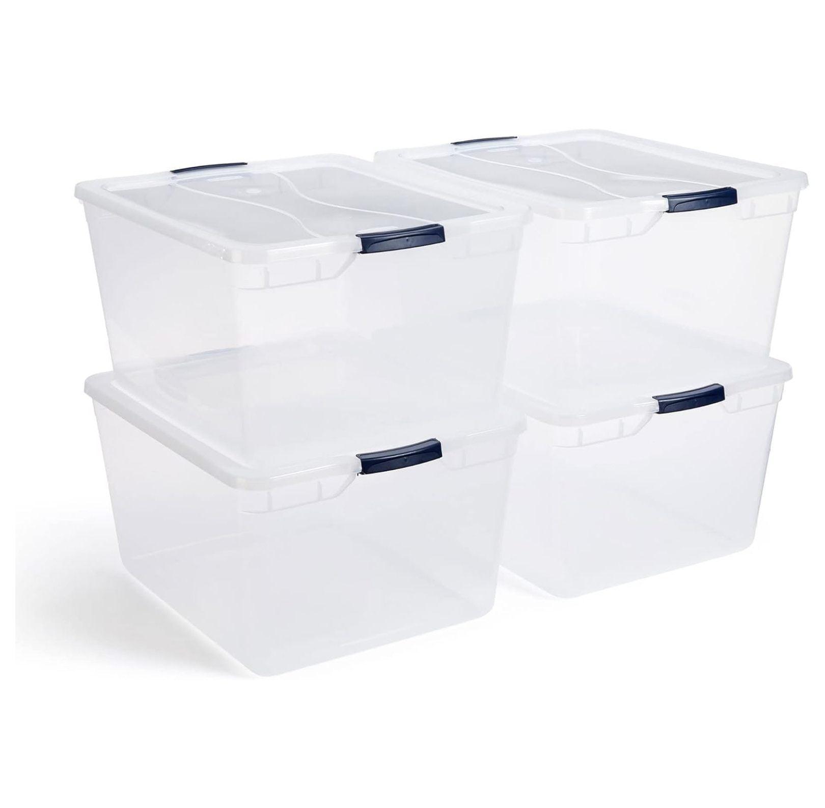 Killeryuki Cleverstore Clear 71 Qt, 4-Pack, Made in USA, Stackable Large Clear Storage Bins with Lids, See-Through Plastic Storage, with Latching Lids, BPA-Killeryuki