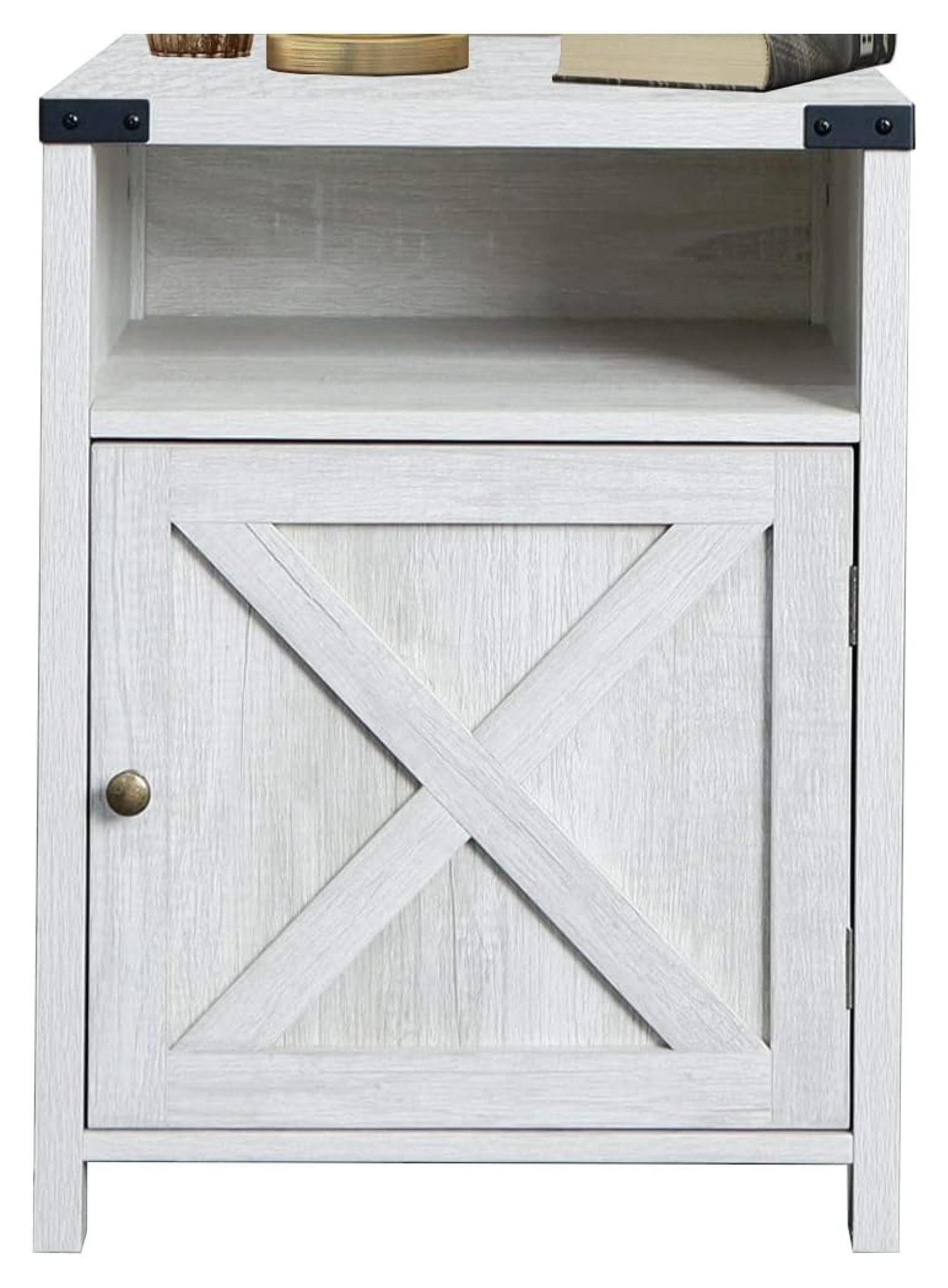 Sargent Oak Farmhouse Nightstand with Cabinet and Shelf