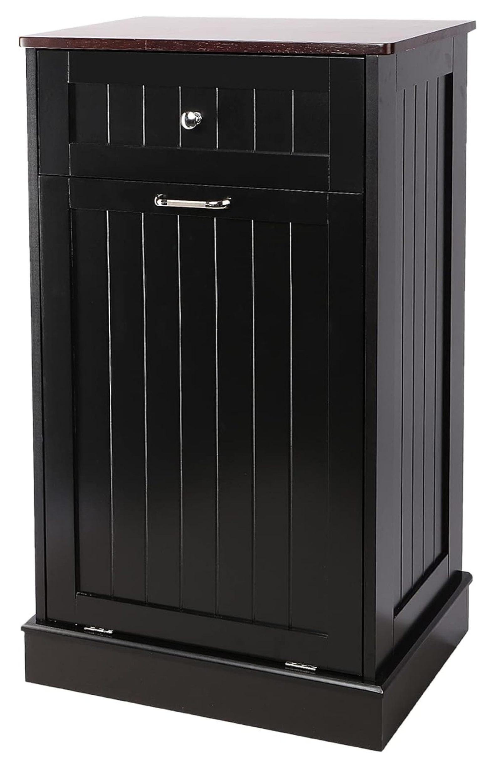 Alaulm 10 Gallons Tilt out Trash Can Cabinet with Drawer, Freestanding Kitchen Trash Can Cabinet (Not Include Trash Can)