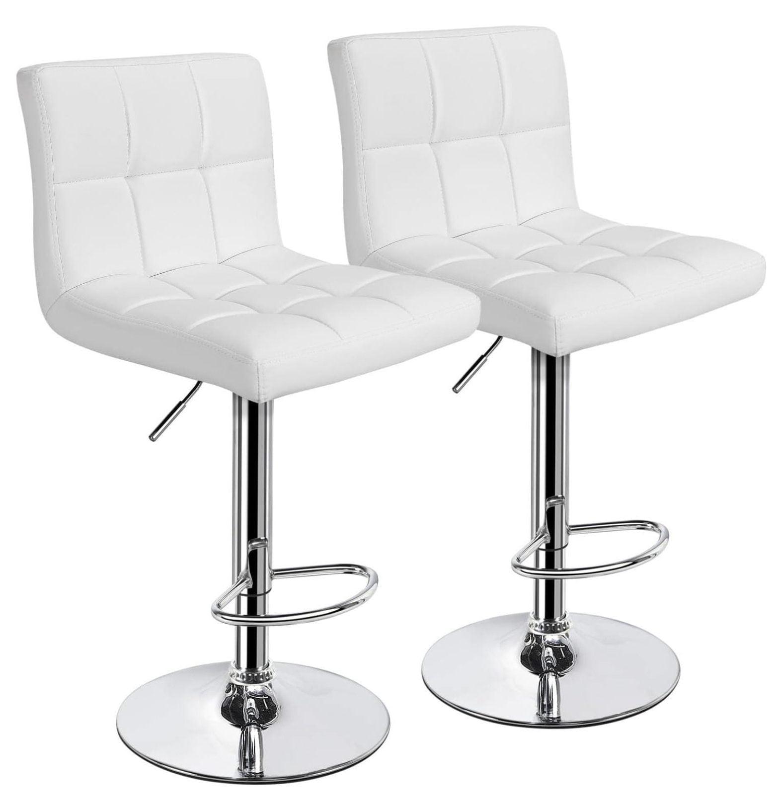 Bar Stools 1 Set Of 2, Counter Height Bar Stools, Square Cushion Bar Stools With Back, Footstool, Cafe, 2 Pieces