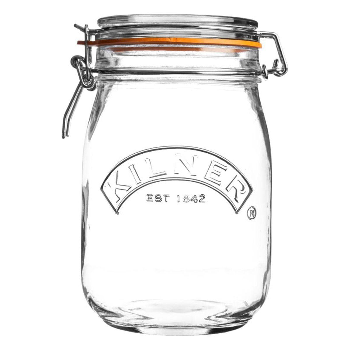 Clear Glass 34-Fl Oz Clip Top Storage Jar Set