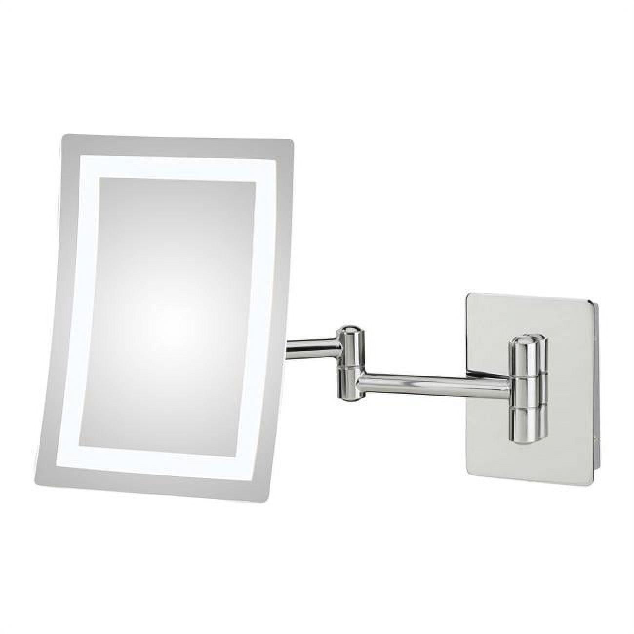 Contemporary Chrome LED Magnifying Wall Mirror with Switchable Light