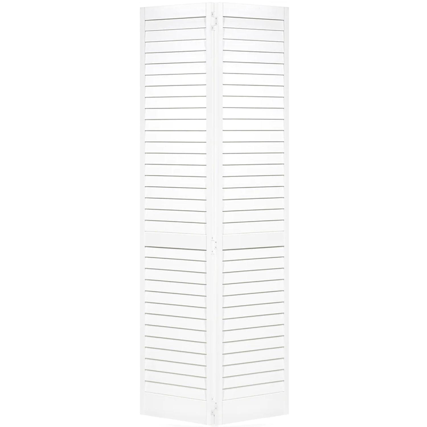 Plantation Wide Louvered Solid Pine Bi-Fold Door in Primed White