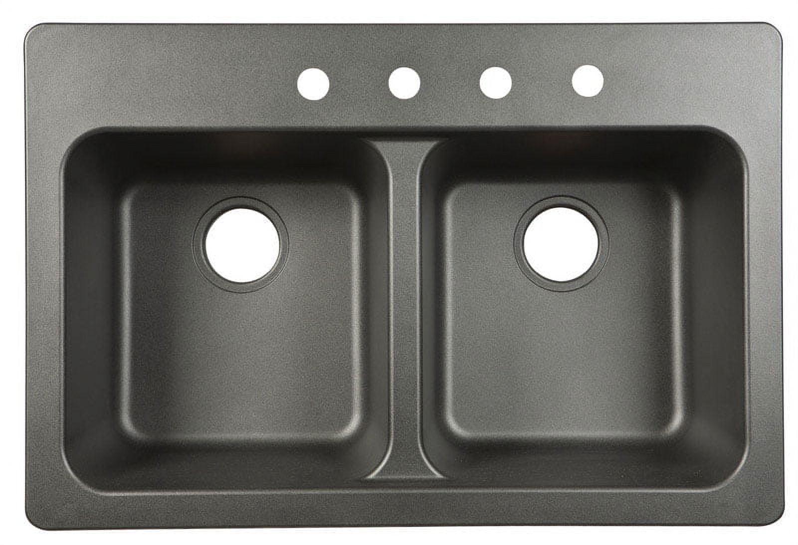Kindred Tectonite Black Granite 33" X 22" Dual Mount Kitchen Sink, Double Bowl FTB904BX