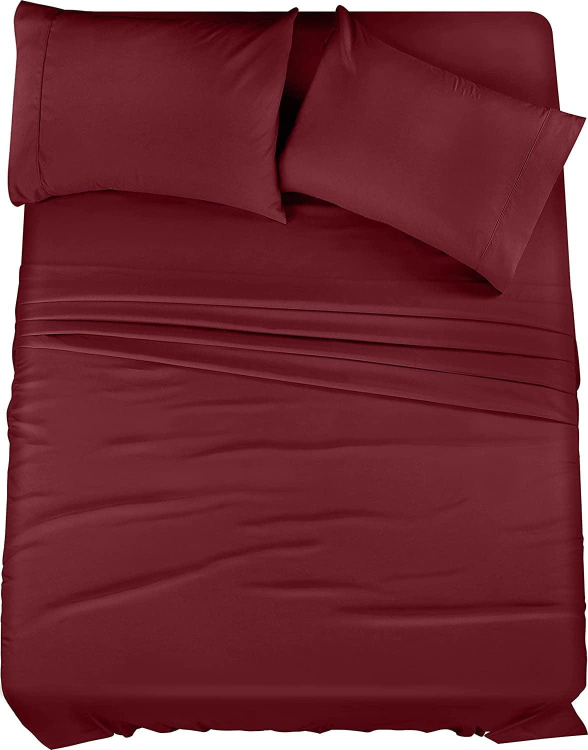 King Burgundy Brushed Microfiber 4-Piece Bedding Set