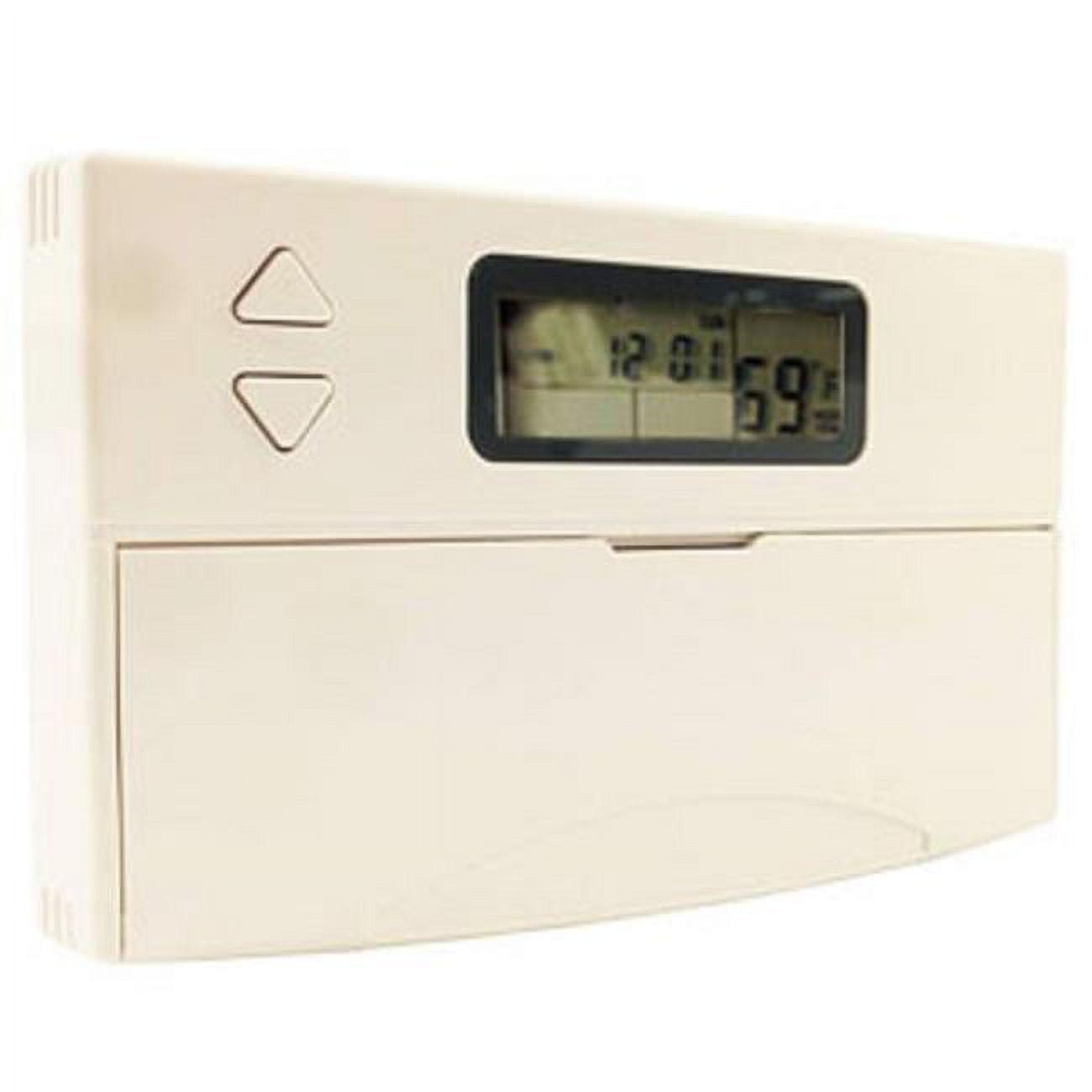 White Programmable Digital LCD Thermostat with Heat Pump