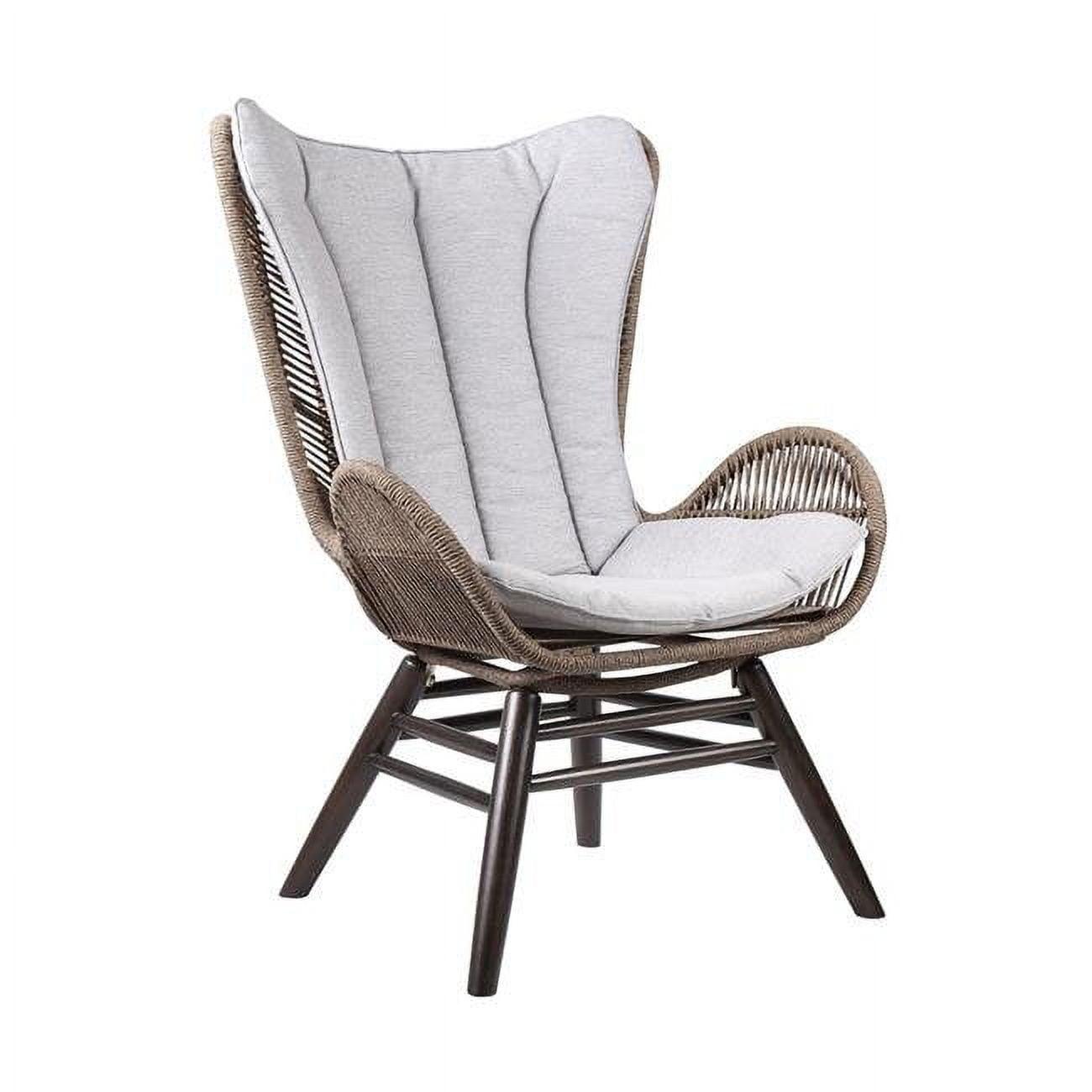 Contemporary Dark Eucalyptus and Gray Rope Lounge Chair with Cushions