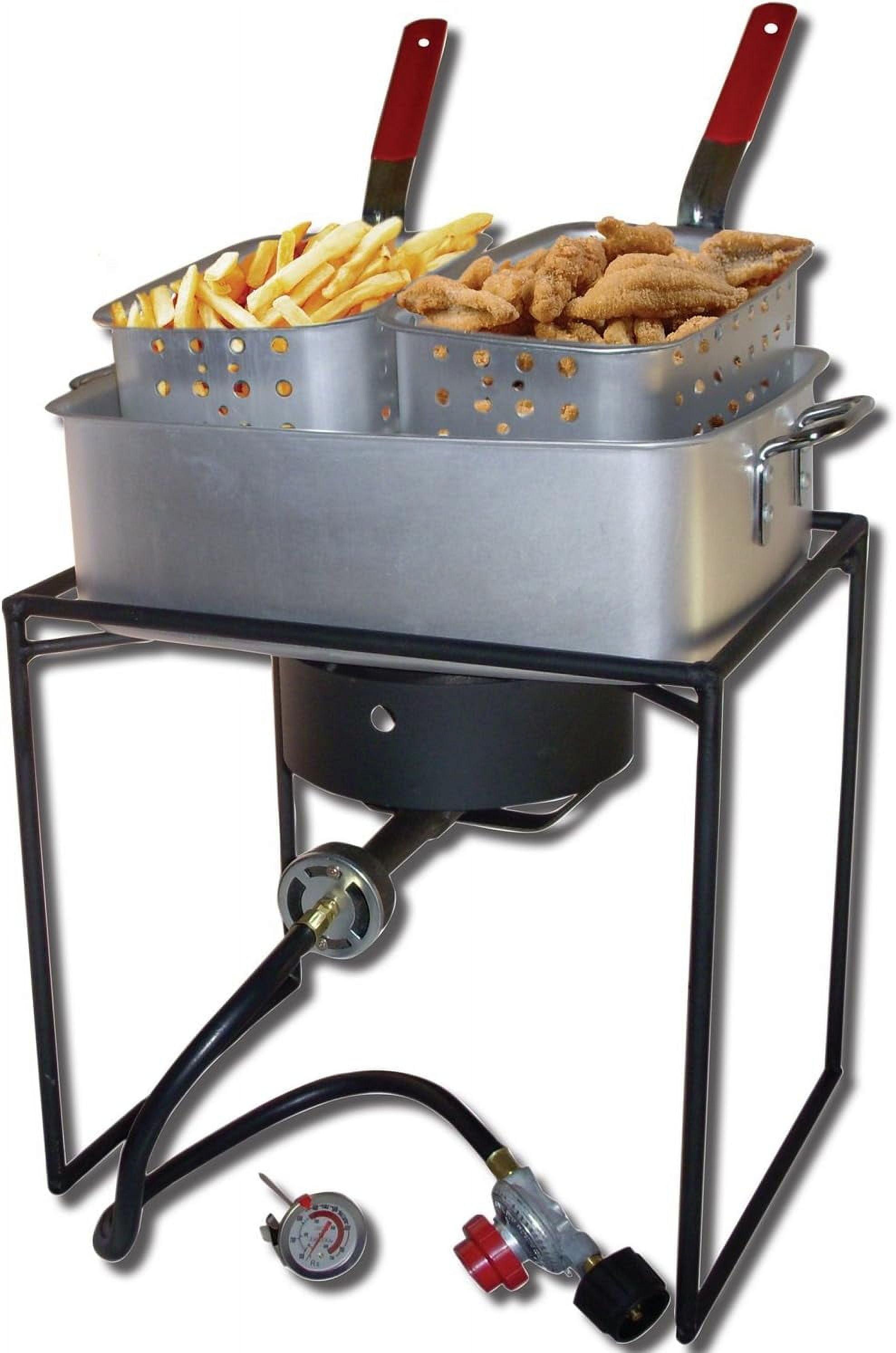 King Kooker 1 Burner Propane Rectangular Fryer Outdoor Cooker Kit with 15 Qt. Fry Pan & Two Baskets