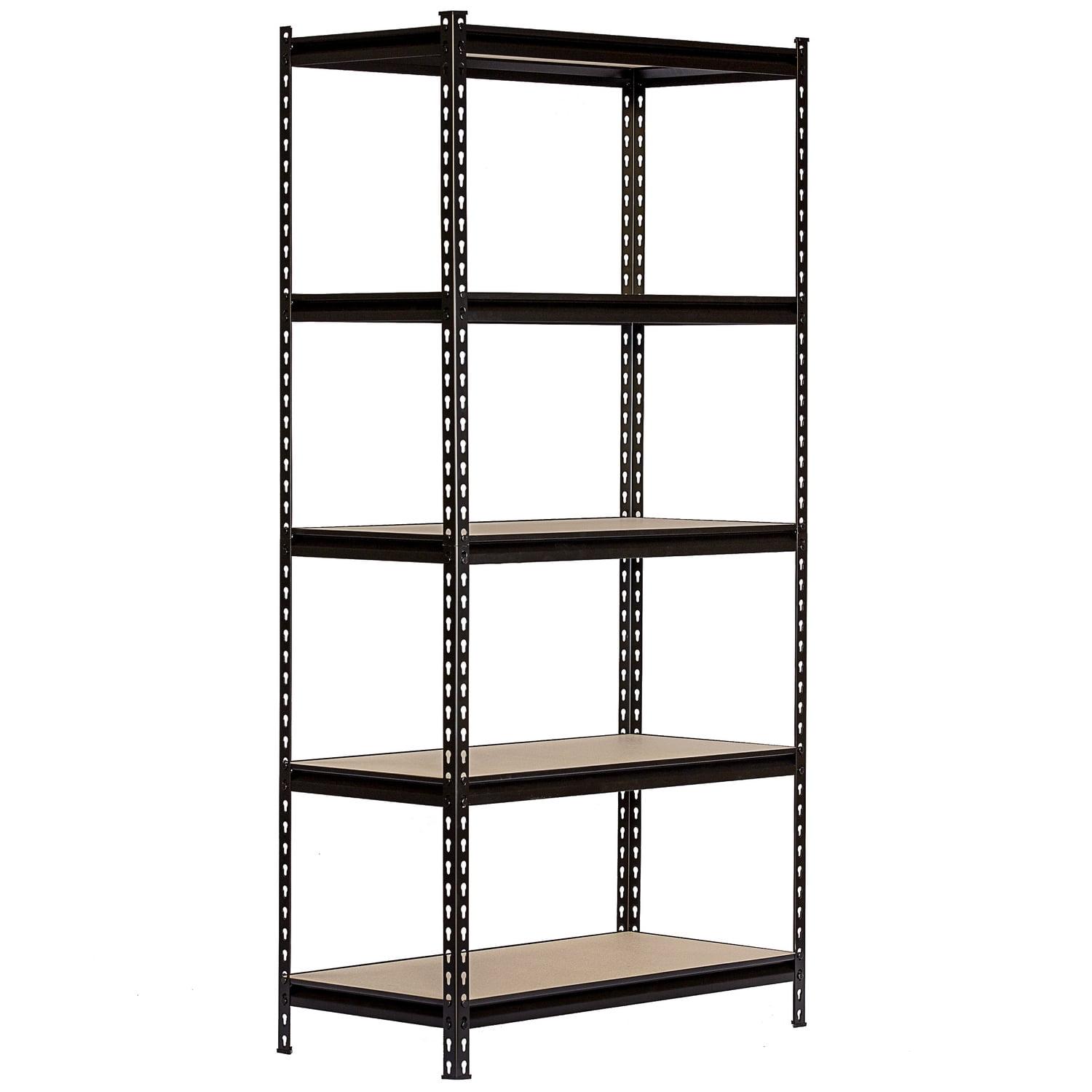 King's Rack 5-Tier Metal Boltless Storage Shelving in Black/Wooden