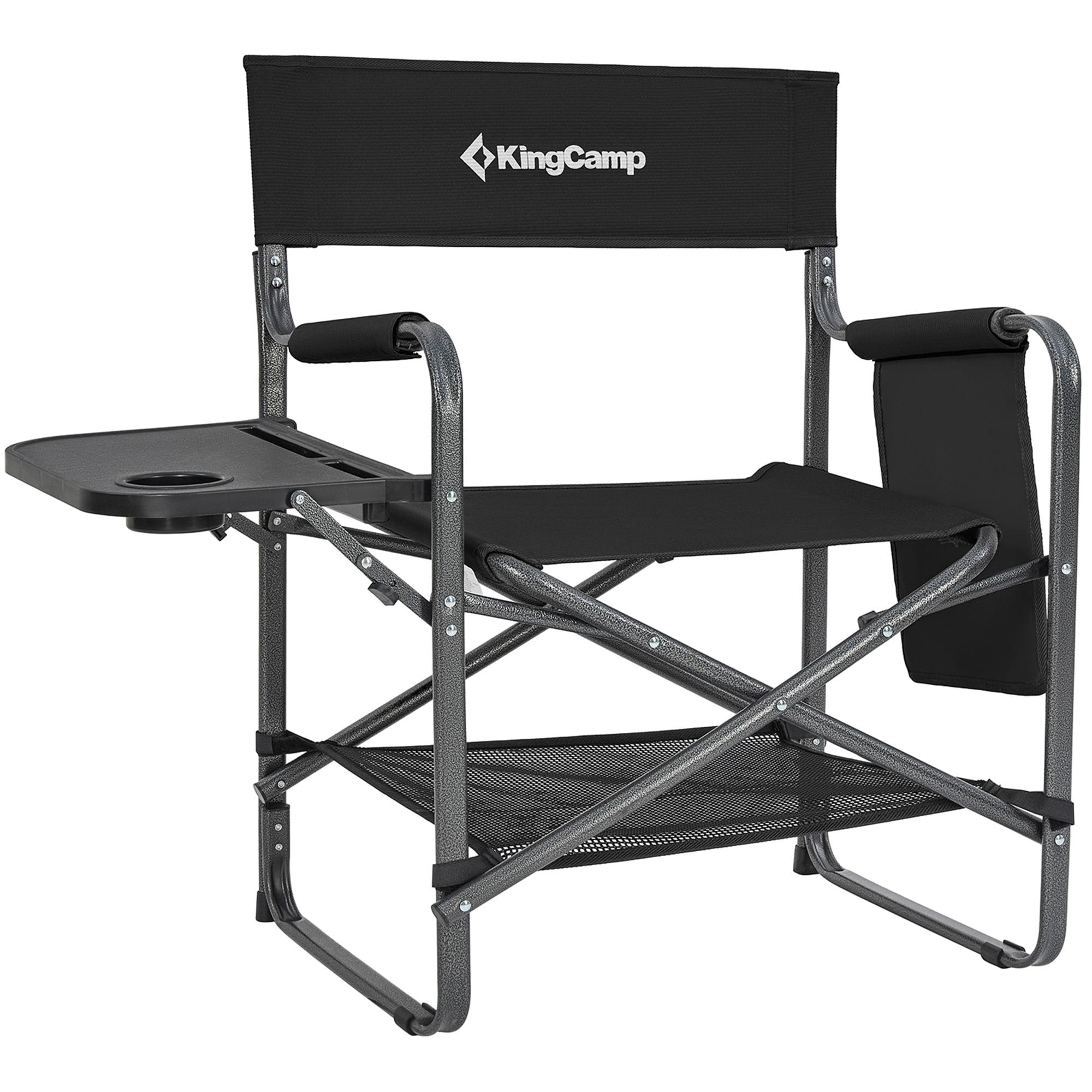 KingCamp KingCamp Outdoor Folding Director Chair w/ Side Table Bottom Mesh Storage, Black
