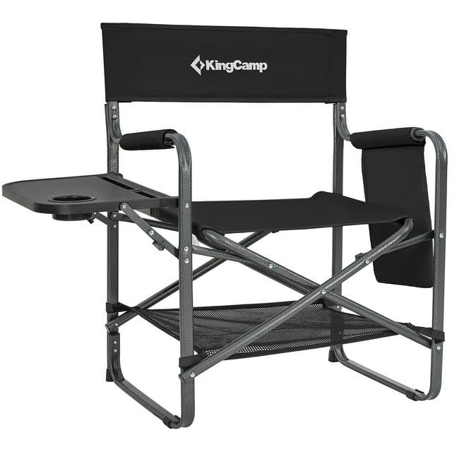KingCamp KingCamp Outdoor Folding Director Chair w/ Side Table Bottom Mesh Storage, Black