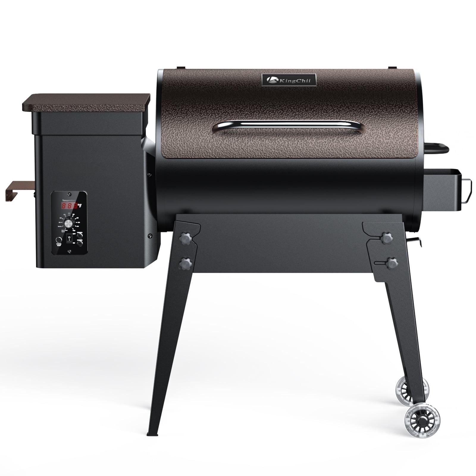 KingChii 456 SQ.IN. Wood Pellet Grill & Smoker with Automatic Temperature Control, Foldable Legs for Easy Storage and Transport, Multifunctional BBQ Grill for Outdoor Cooking