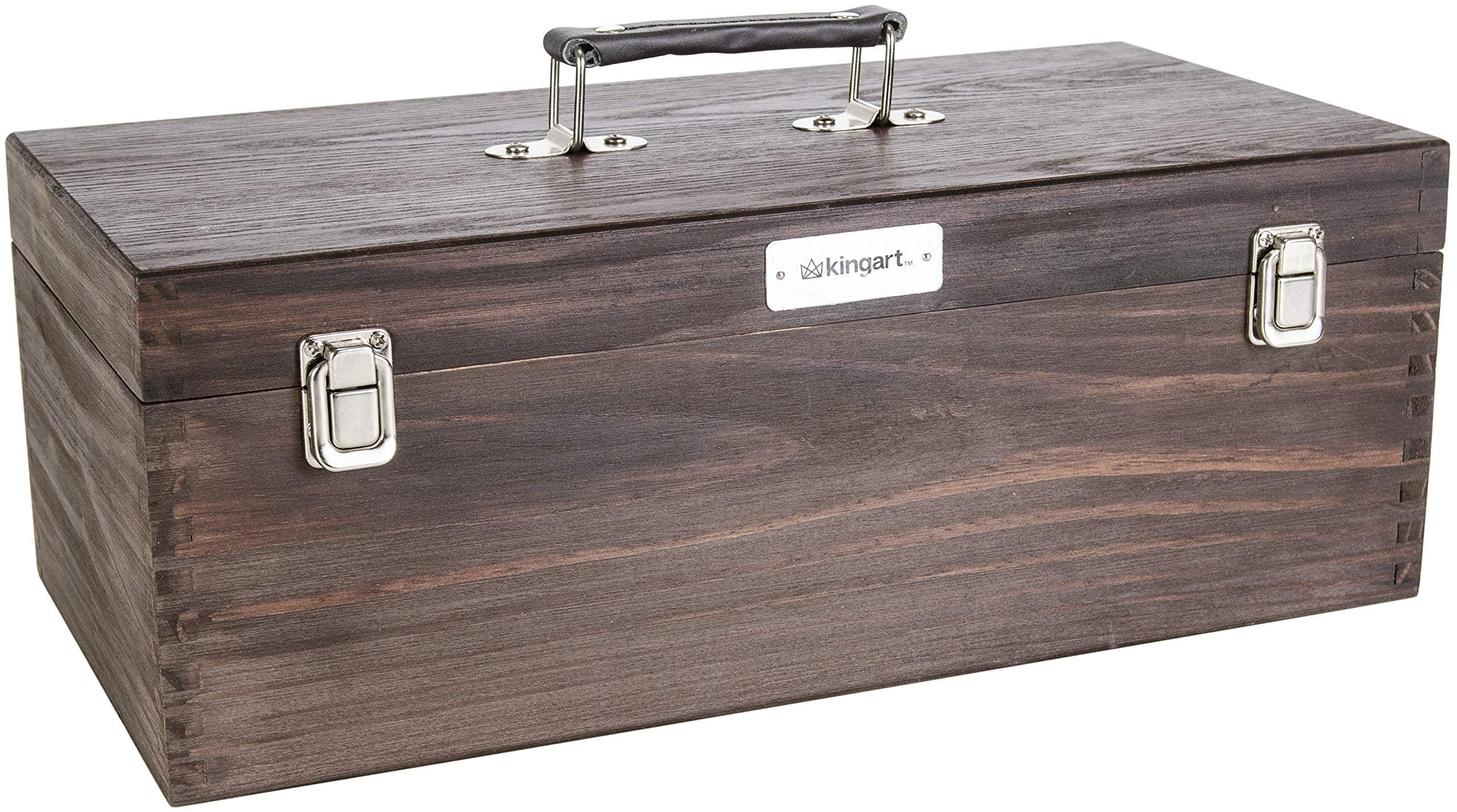 Espresso Wooden Artist Supply Chest with Removable Dividers