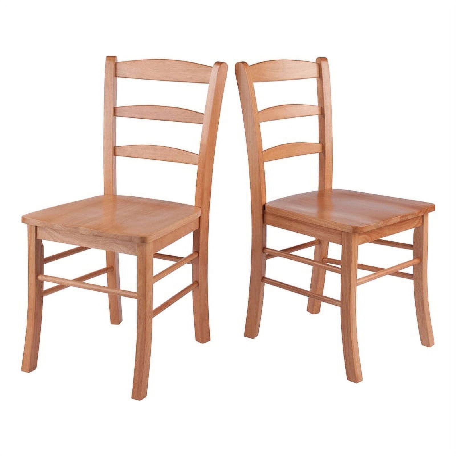 Mid-Century Modern Light Oak Ladderback Side Chair Set