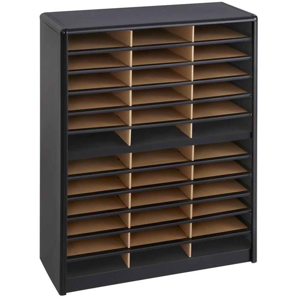 Safco Value Sorter 36 Compartment Metal Flat Files Organizer in Black