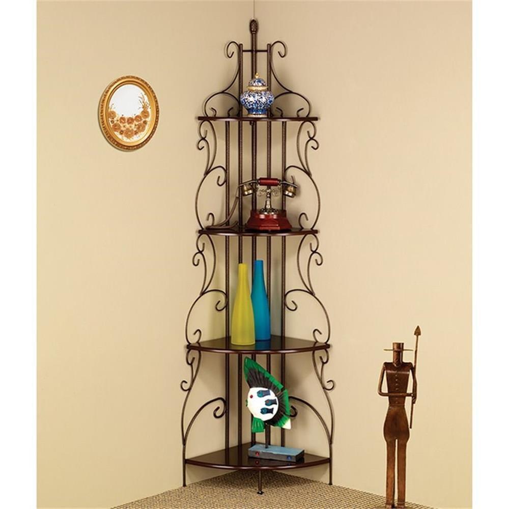 Coaster 4 Shelves Traditional Metal Corner Bookcase in Copper