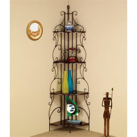 Coaster 4 Shelves Traditional Metal Corner Bookcase in Copper