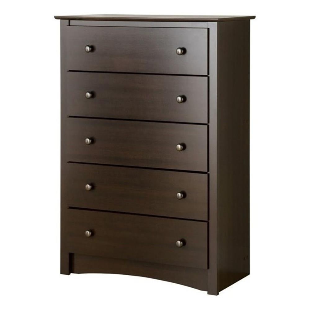 Prepac Fremont Espresso 5-Drawer Chest Dresser for Bedroom for Kids & Adults, 17.75"Dx31.5"Wx44.75"H