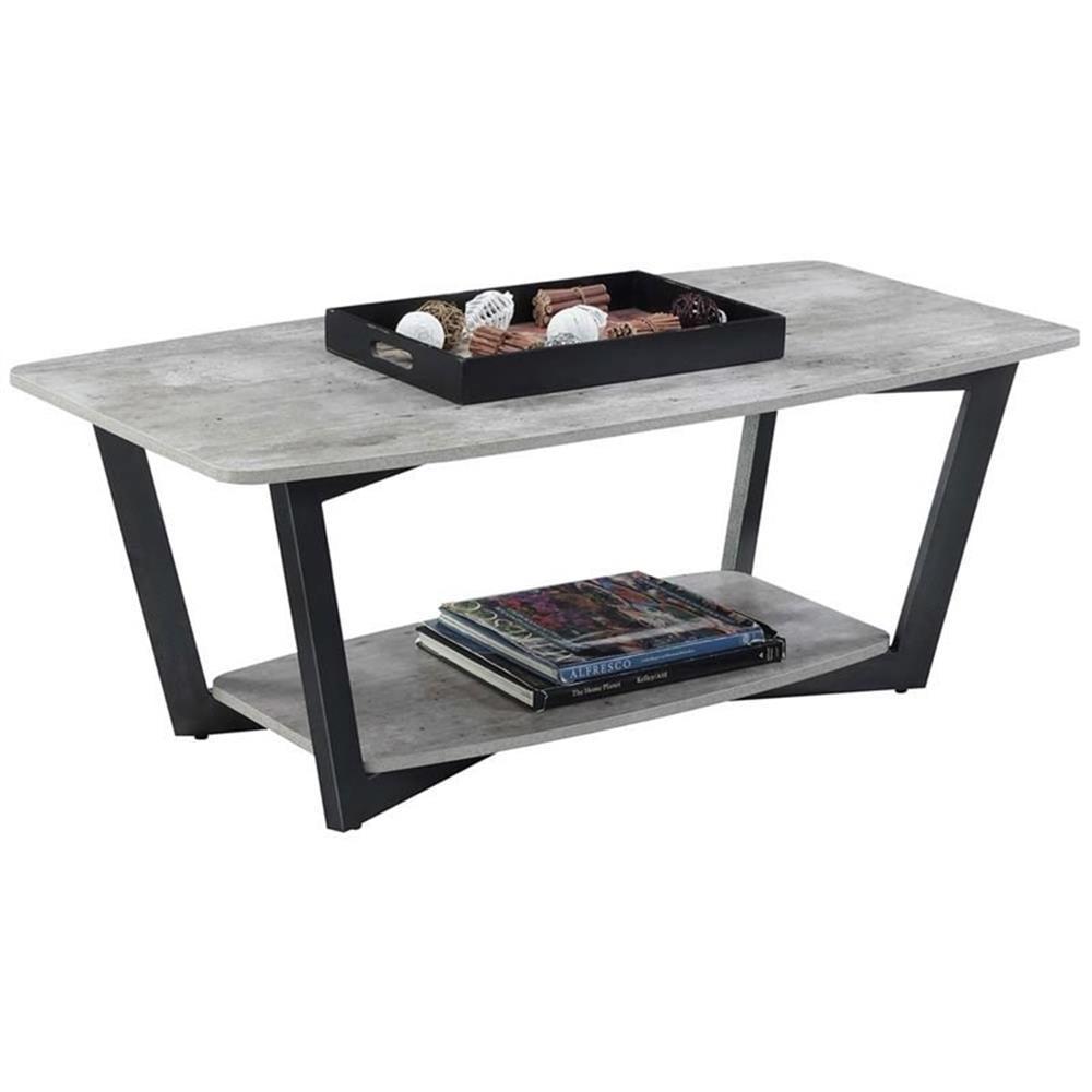Convenience Concepts Graystone Coffee Table with Shelf, Faux Birch/Slate Gray