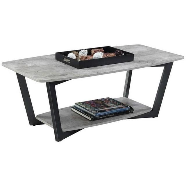 Convenience Concepts Graystone Coffee Table with Shelf, Faux Birch/Slate Gray