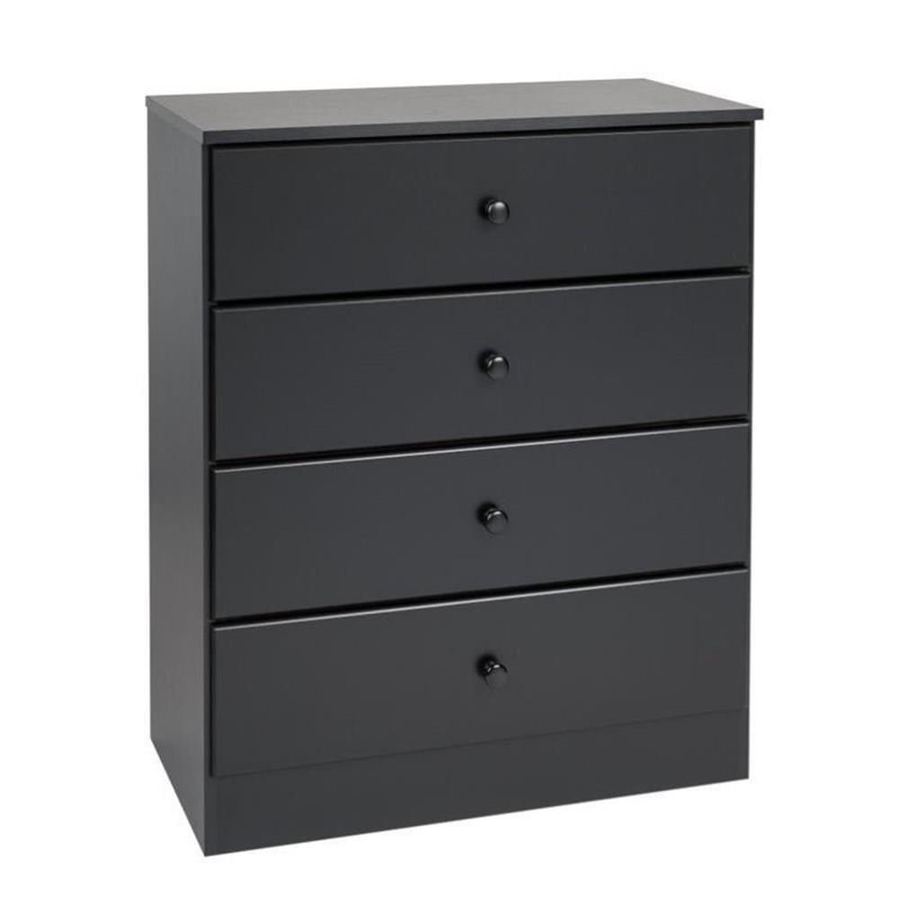 Prepac 4 Drawers Astrid Dresser Black: Wood Composite Frame, 36.25" High, Bedroom Storage