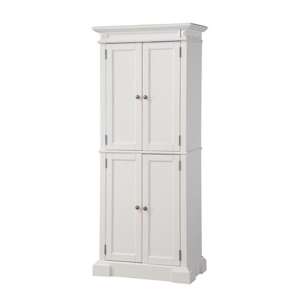 Home Styles Americana Kitchen Pantry Off-White: Traditional Hardwood Storage, 4 Adjustable Shelves