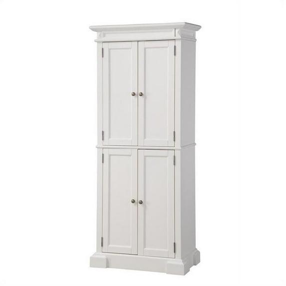 Home Styles Americana Kitchen Pantry Off-White: Traditional Hardwood Storage, 4 Adjustable Shelves