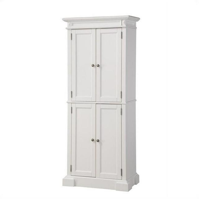 Home Styles Americana Kitchen Pantry Off-White: Traditional Hardwood Storage, 4 Adjustable Shelves