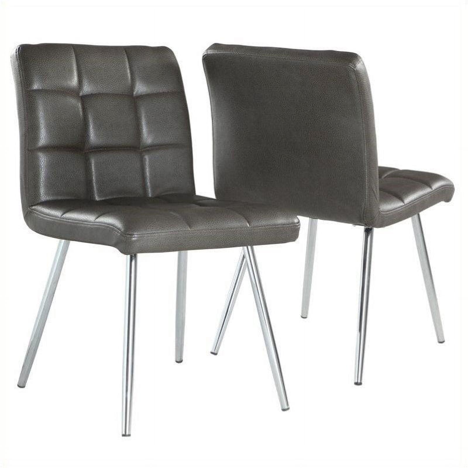 Contemporary Grey Faux Leather and Metal Side Dining Chair