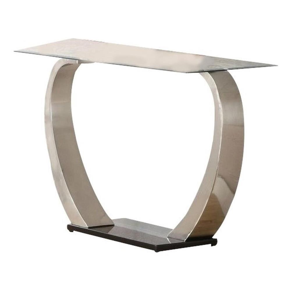 Coaster Pruitt Modern Rectangular Glass Top Sofa Table Clear/Satin