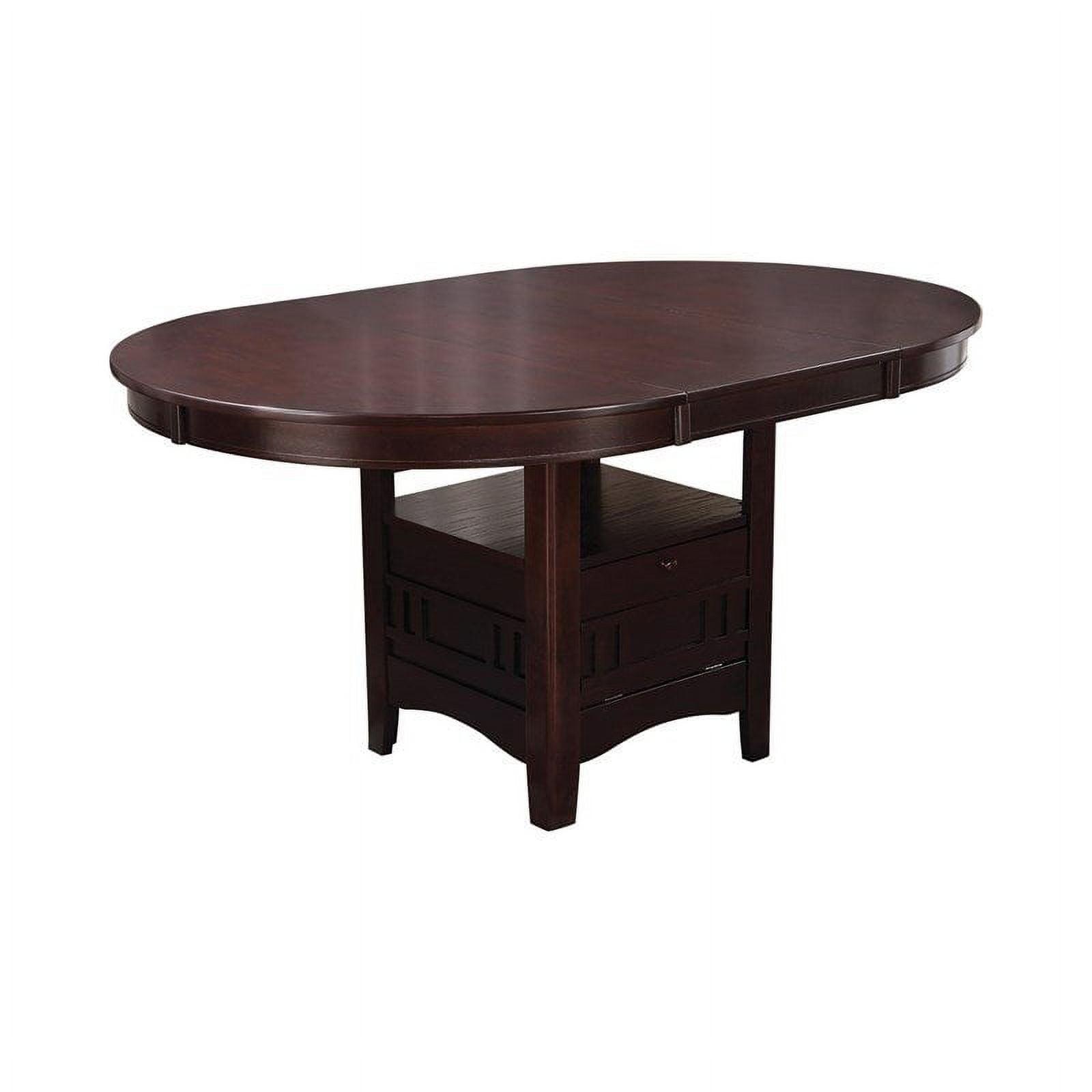 Espresso Round Extendable Wood Dining Table with Storage