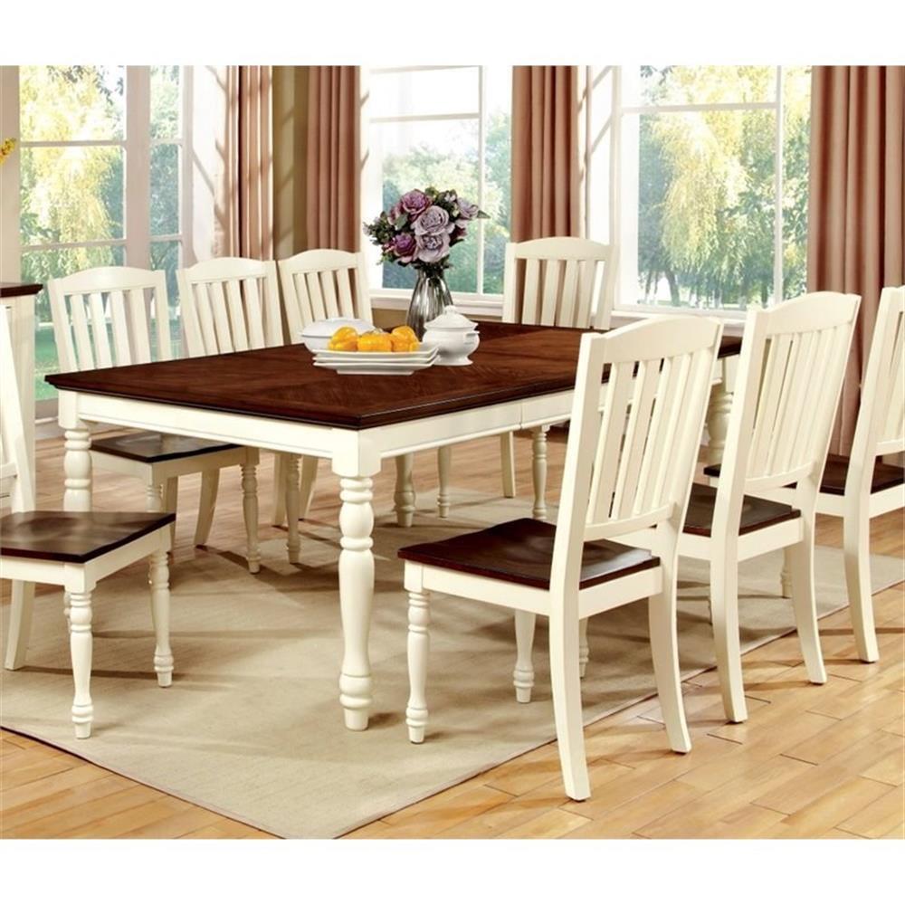 Gossling White and Cherry Wood Extendable Farmhouse Dining Table