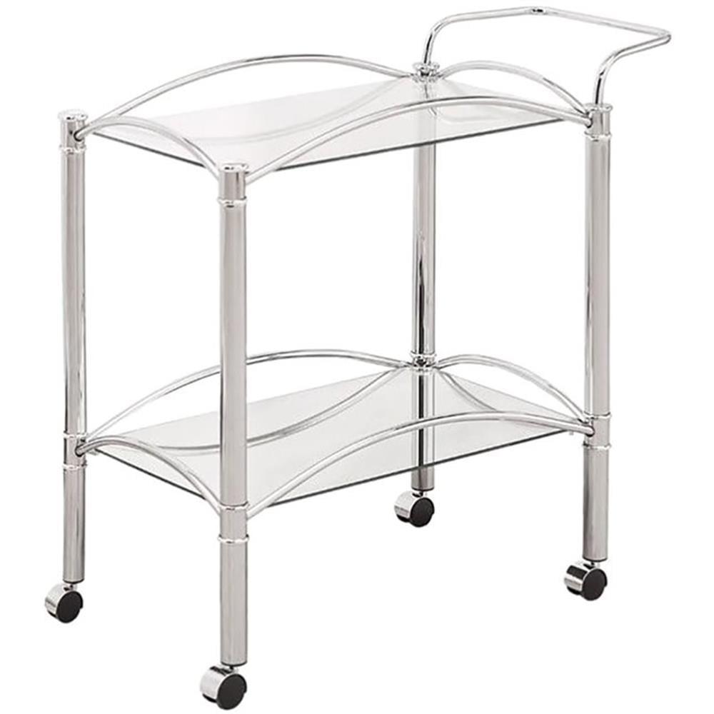 Chrome and Glass 2-Tier Serving Cart with Casters