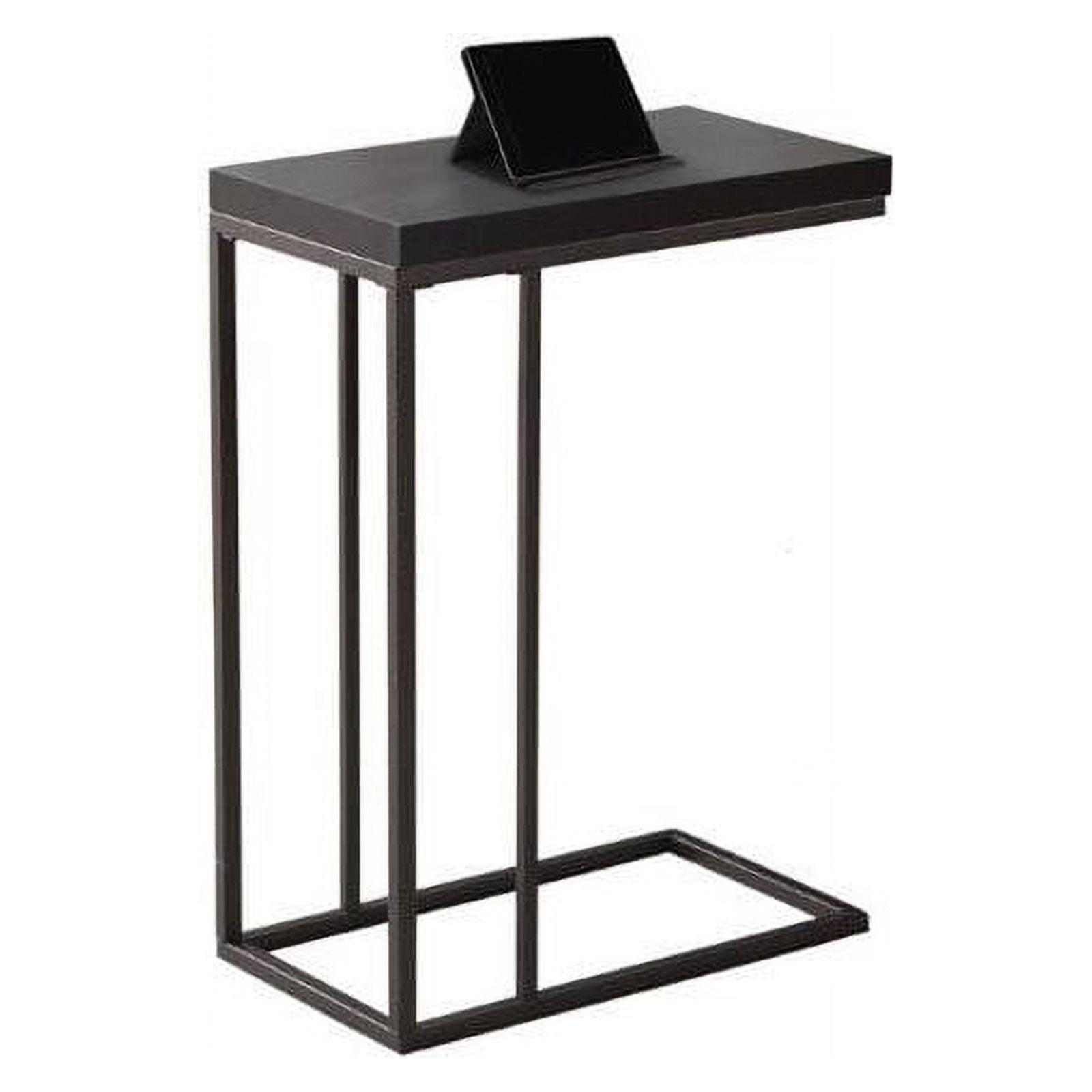 Cappuccino Finish Rectangular Accent Table with Bronze Metal Base