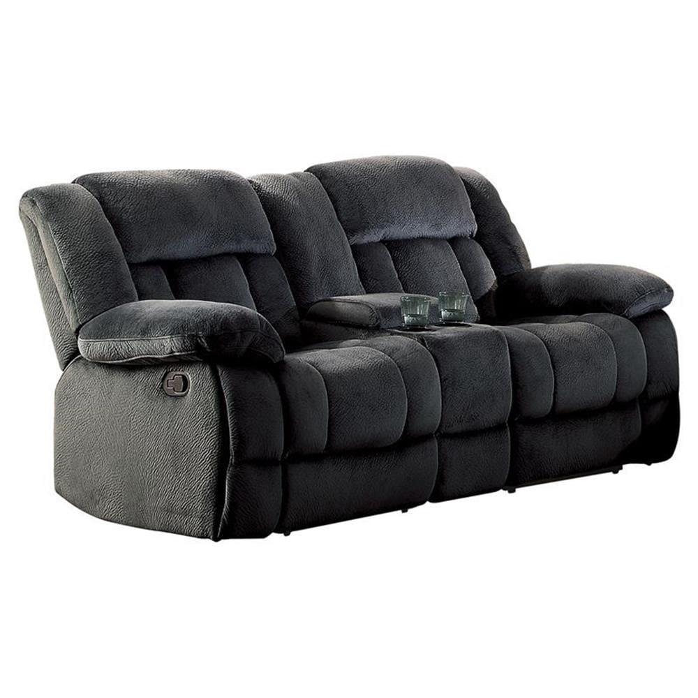 Lexicon Laurelton Microfiber Double Glider Reclining Love Seat in Charcoal