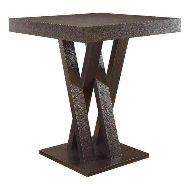 Kingfisher Lane Modern Wood Square Criss Cross Base Pub Table in Cappuccino