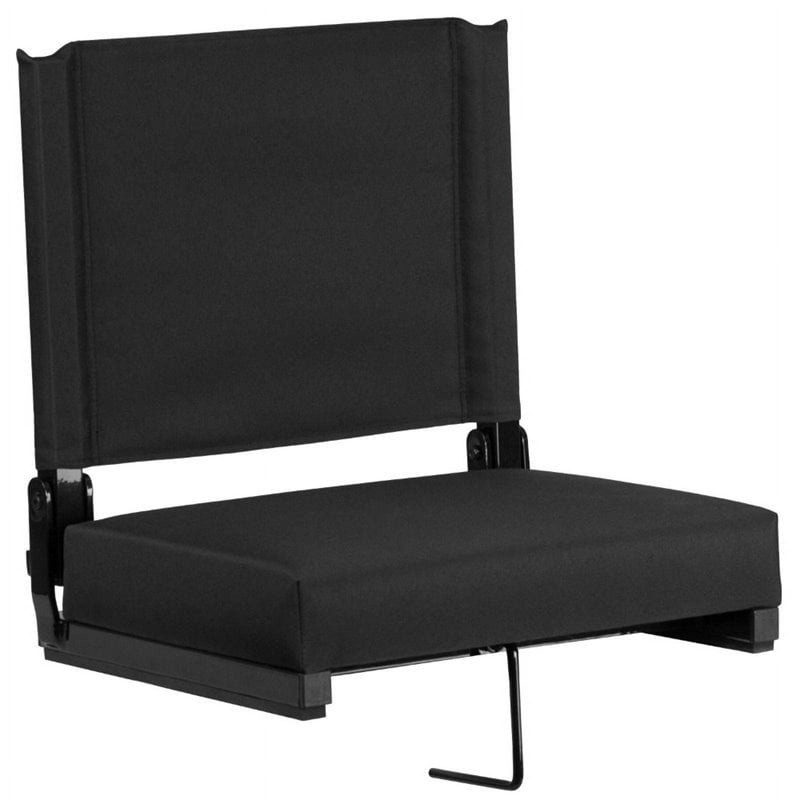 Ultra-Padded Black Fabric Stadium Chair with Aluminum Frame