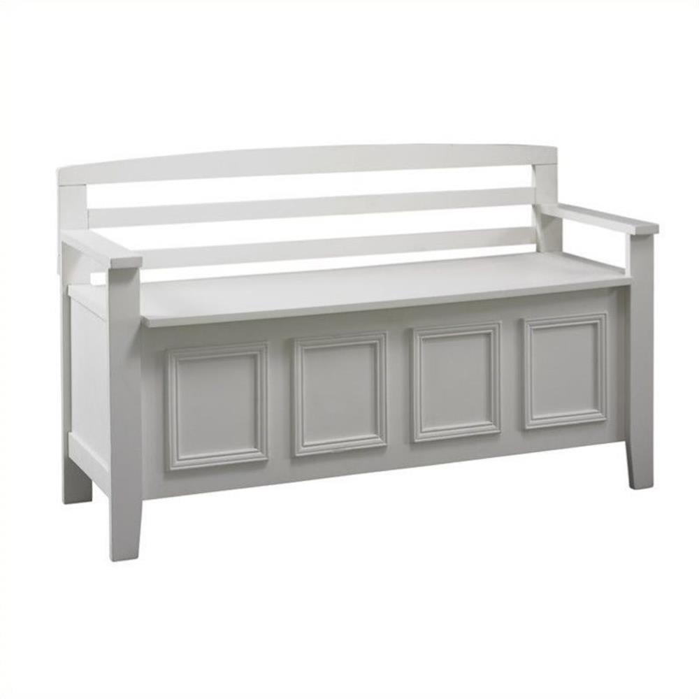 White Wooden Storage Bench with Flip-Top Lid