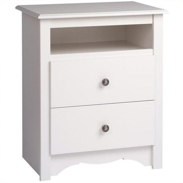 Prepac Tall 2 Drawer Nightstand with Open Shelf White: Laminated, Metal Glides, CARB Certified, 5 Year Warranty