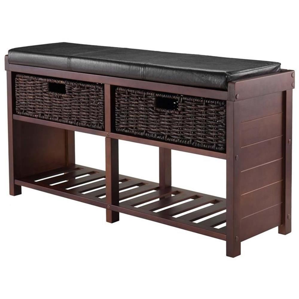 Colin Entryway Storage Bench with Cushion Cappuccino - Winsome: Upholstered Wool, Wood Legs, Spot Clean