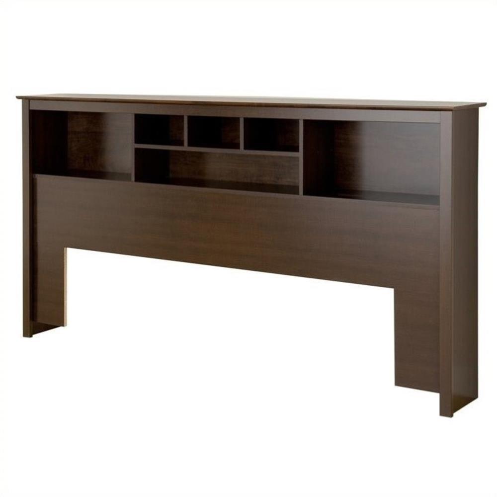 Prepac King Bookcase Headboard Espresso Brown: Wood Composite Storage Headboard, No Mattress Included